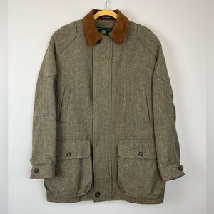 Vintage Orvis Shooting Chore Jacket Tweed England Herringbone MEDIUM Wool Blend
